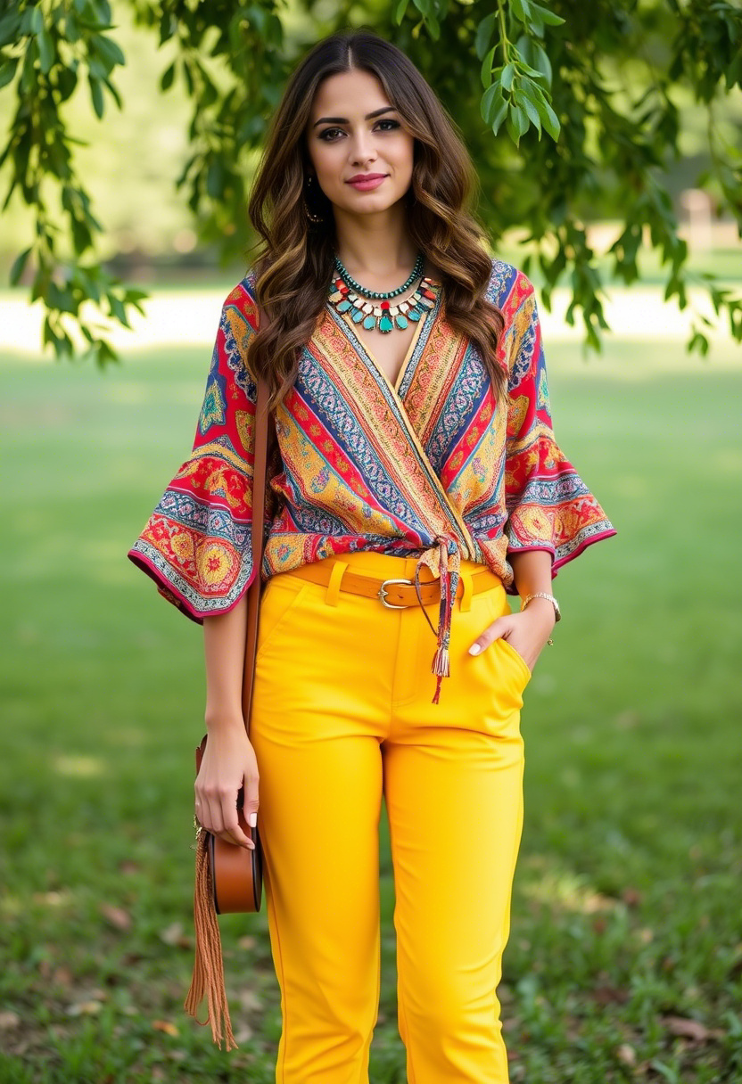 Celebrate individuality with 18 lively yellow pants outfits that reflect a blend of creativity and boho elegance