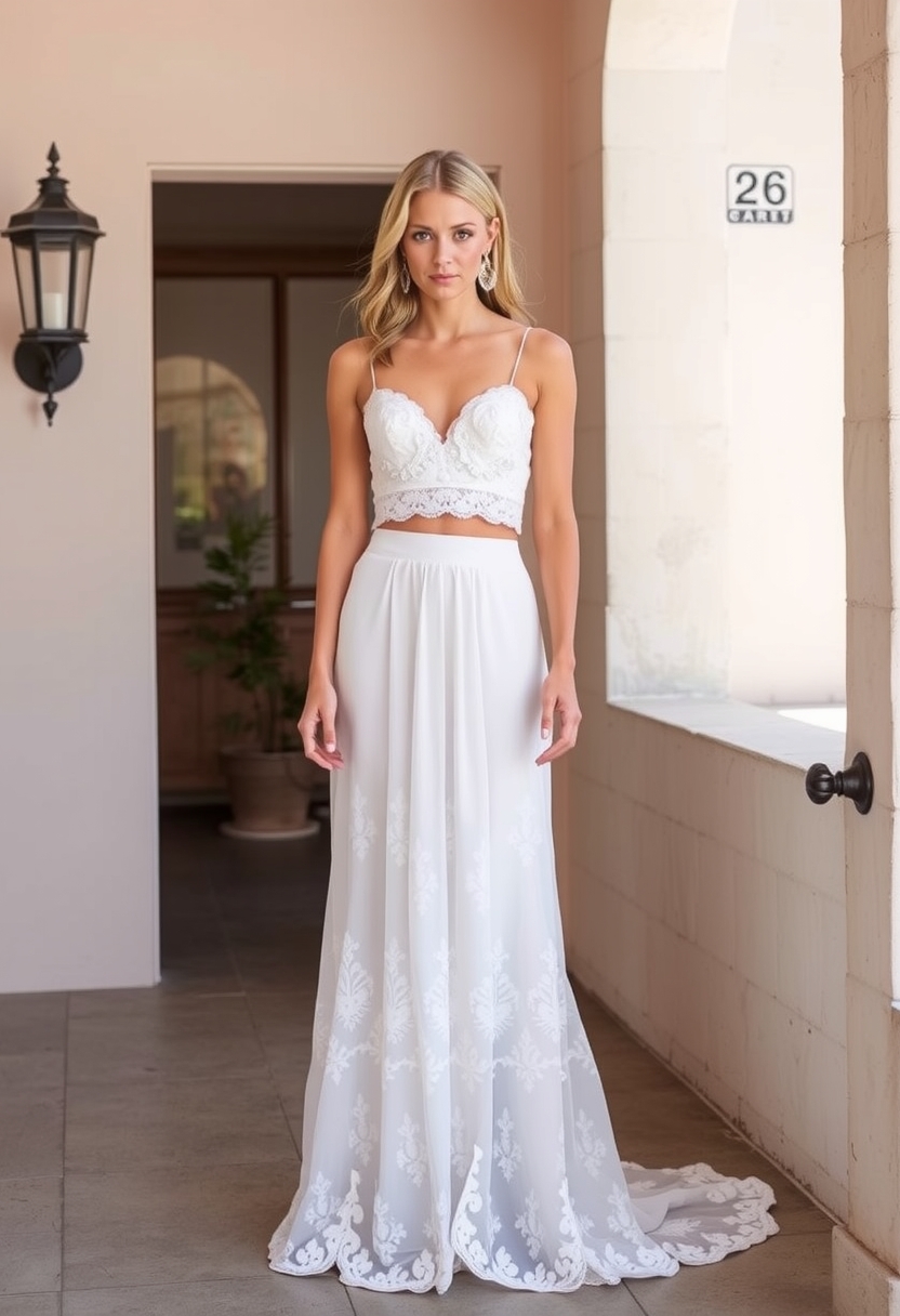Get inspired by 20 beautiful boho wedding dresses adorned with floral patterns and delicate lace that celebrate nature’s beauty