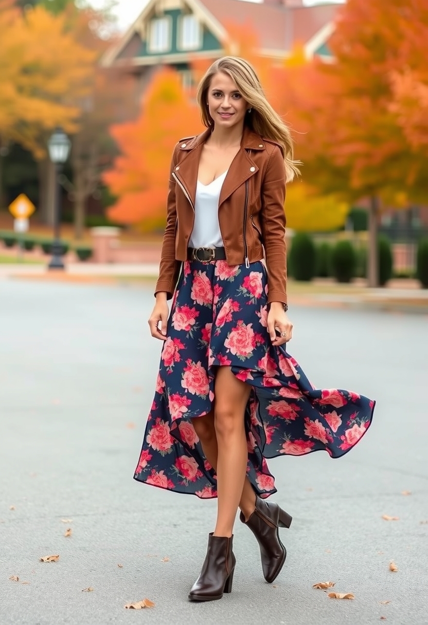 Unleash your inner rebel this autumn with 15+ fashion-forward ideas, including moto jackets styled with flowy midi skirts