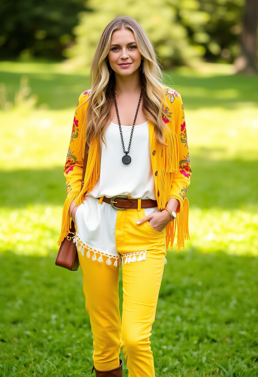 Yellow pants can be surprisingly versatile; check out these 18 boho-inspired outfits that will inspire your creative fashion journey